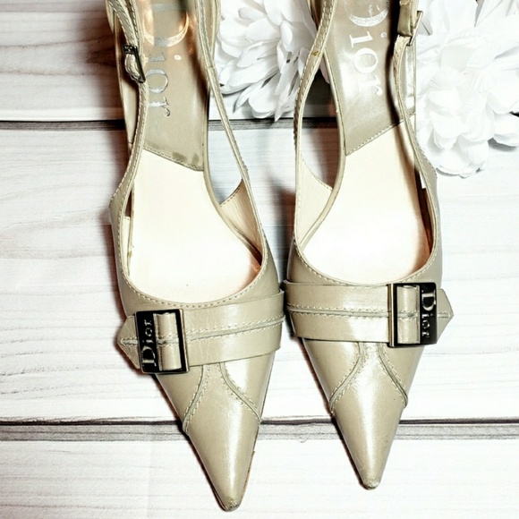 🦃Dior Monogram Leather Pointed Toe Heels - Picture 4 of 8